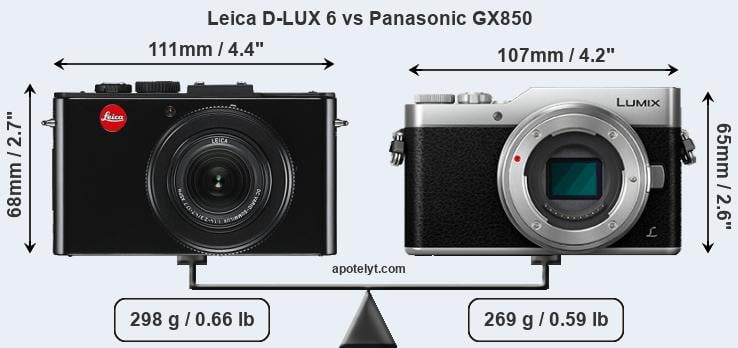 Size Leica D-LUX 6 vs Panasonic GX850
