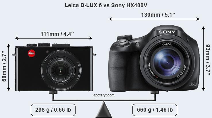 Size Leica D-LUX 6 vs Sony HX400V