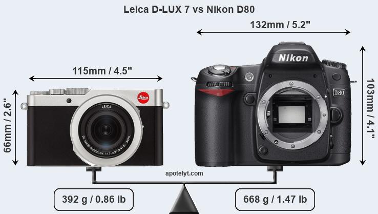 Size Leica D-LUX 7 vs Nikon D80