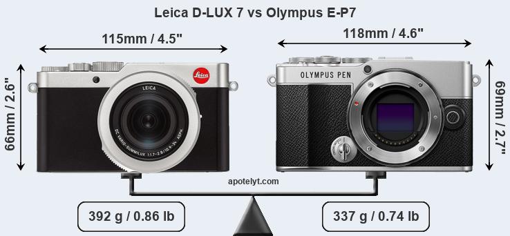 Size Leica D-LUX 7 vs Olympus E-P7