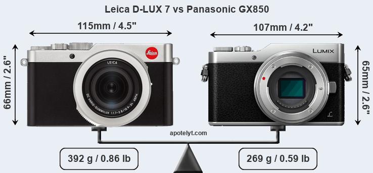 Size Leica D-LUX 7 vs Panasonic GX850