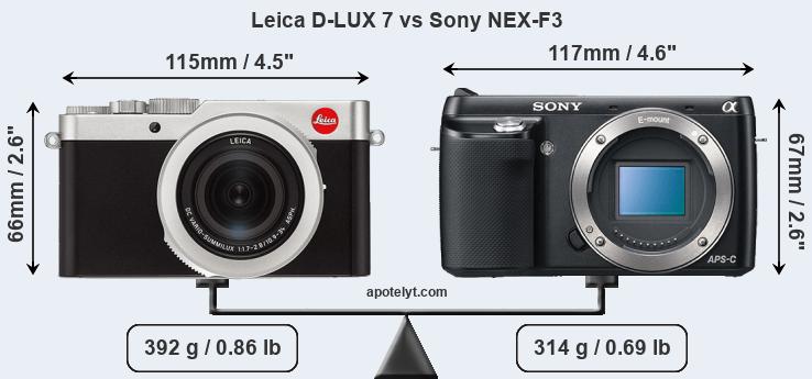 Size Leica D-LUX 7 vs Sony NEX-F3
