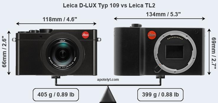 Size Leica D-LUX Typ 109 vs Leica TL2