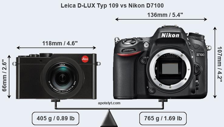 Size Leica D-LUX Typ 109 vs Nikon D7100