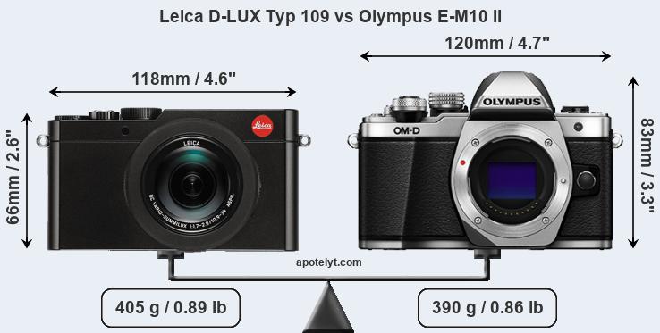 Size Leica D-LUX Typ 109 vs Olympus E-M10 II