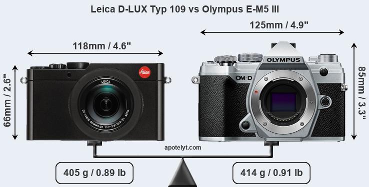 Size Leica D-LUX Typ 109 vs Olympus E-M5 III
