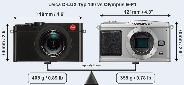 Size Leica D-LUX Typ 109 vs Olympus E-P1