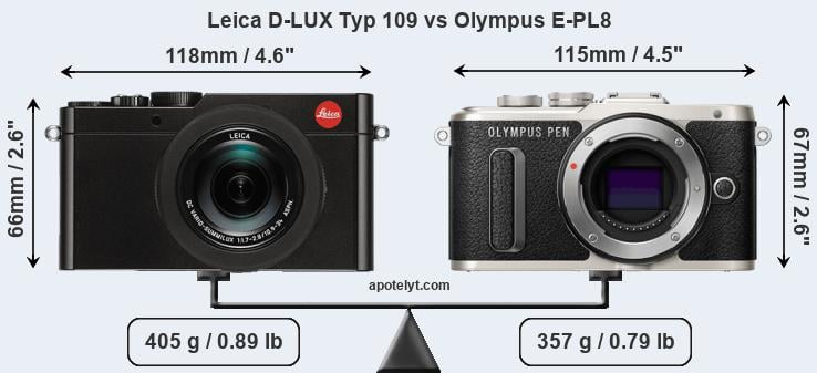 Size Leica D-LUX Typ 109 vs Olympus E-PL8