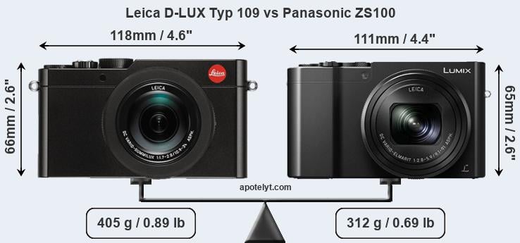 Size Leica D-LUX Typ 109 vs Panasonic ZS100