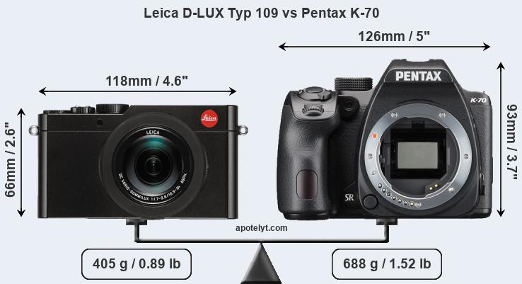 Size Leica D-LUX Typ 109 vs Pentax K-70
