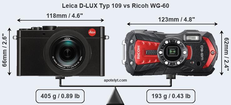 Size Leica D-LUX Typ 109 vs Ricoh WG-60