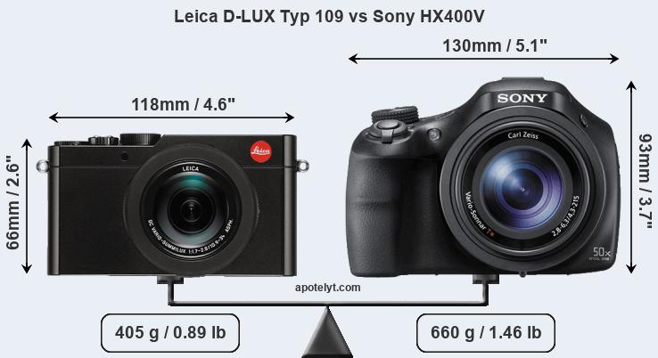 Size Leica D-LUX Typ 109 vs Sony HX400V