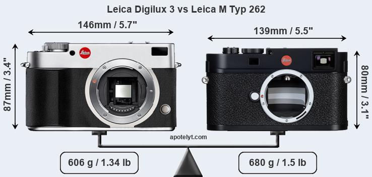 Size Leica Digilux 3 vs Leica M Typ 262