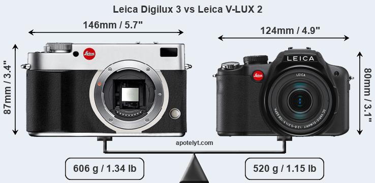 Size Leica Digilux 3 vs Leica V-LUX 2