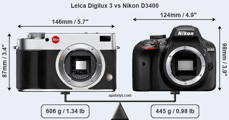 Size Leica Digilux 3 vs Nikon D3400