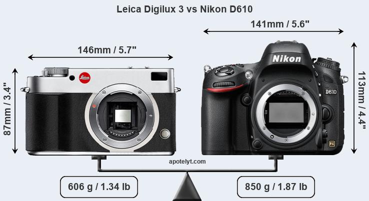 Size Leica Digilux 3 vs Nikon D610