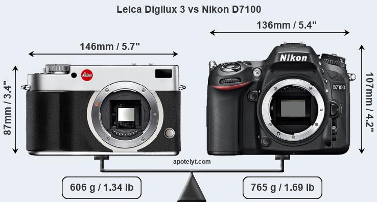 Size Leica Digilux 3 vs Nikon D7100
