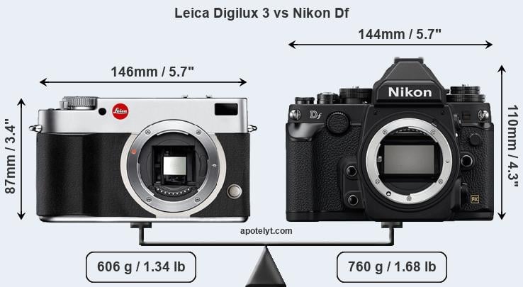Size Leica Digilux 3 vs Nikon Df