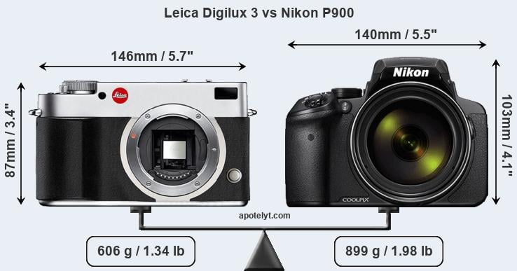 Size Leica Digilux 3 vs Nikon P900