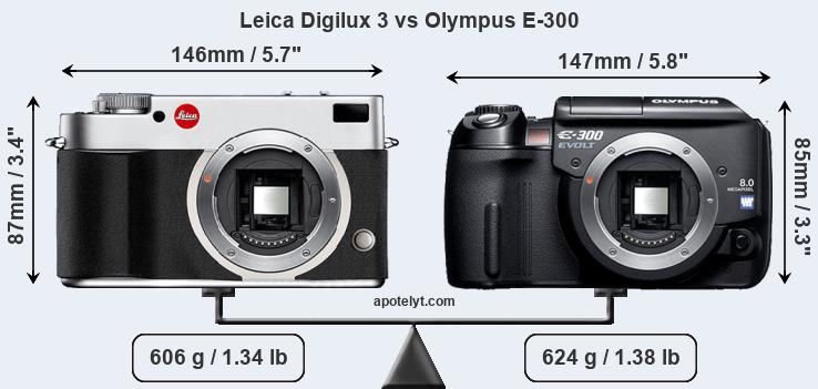 Size Leica Digilux 3 vs Olympus E-300