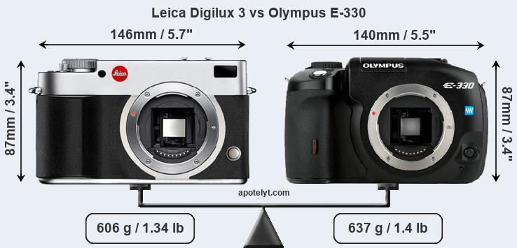 Size Leica Digilux 3 vs Olympus E-330