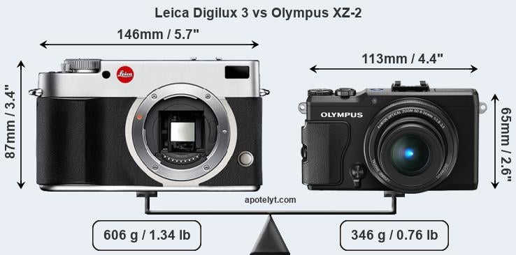 Size Leica Digilux 3 vs Olympus XZ-2