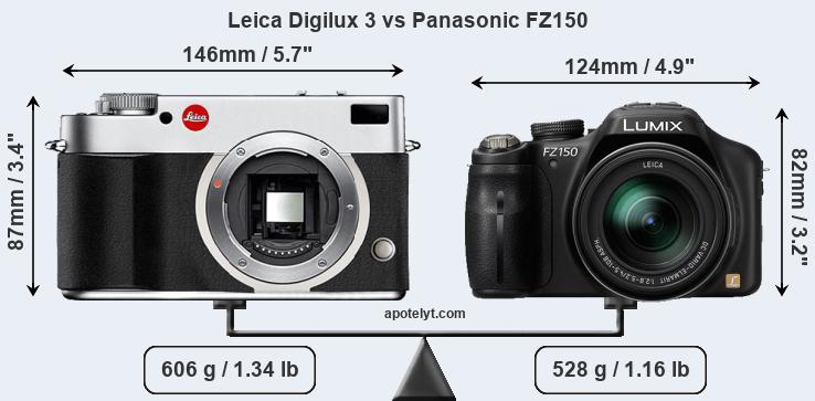 Size Leica Digilux 3 vs Panasonic FZ150