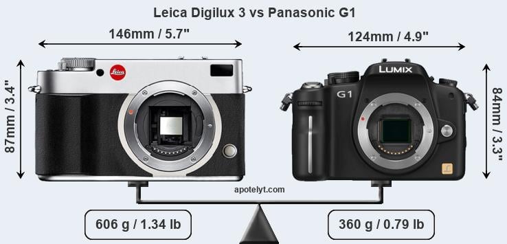 Size Leica Digilux 3 vs Panasonic G1