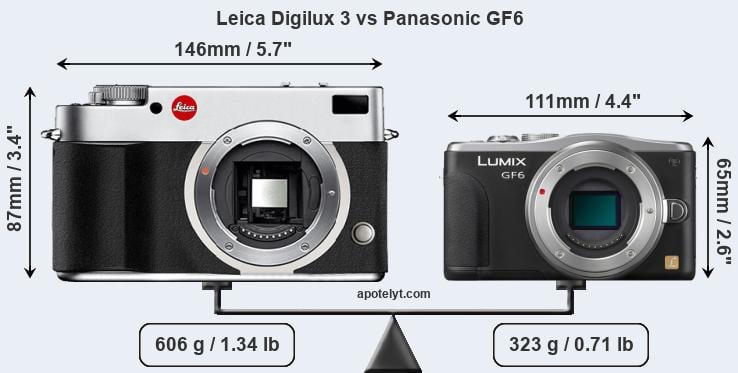 Size Leica Digilux 3 vs Panasonic GF6