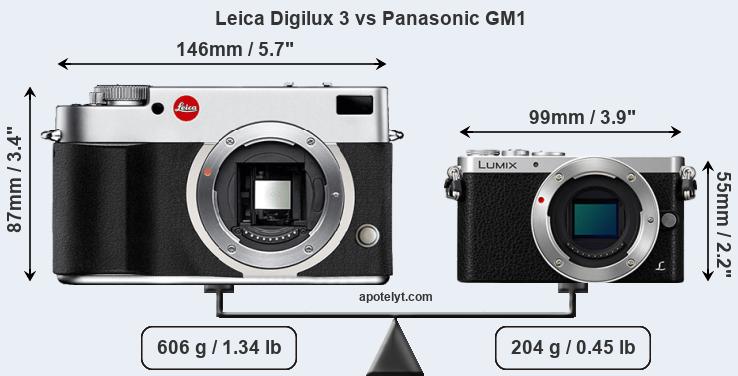 Size Leica Digilux 3 vs Panasonic GM1
