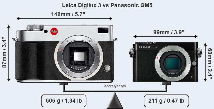 Size Leica Digilux 3 vs Panasonic GM5
