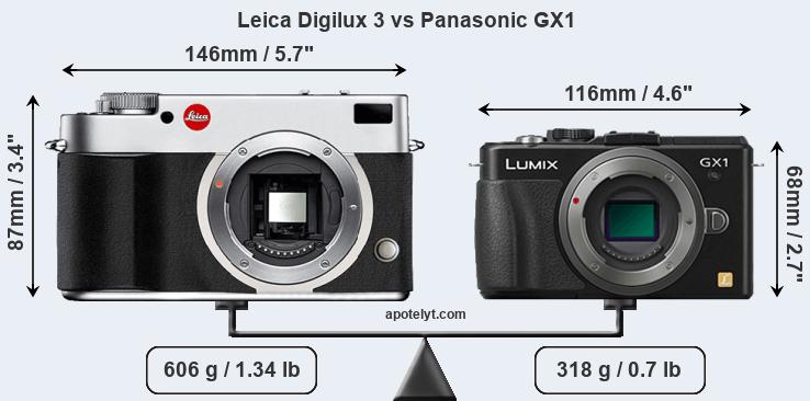 Size Leica Digilux 3 vs Panasonic GX1