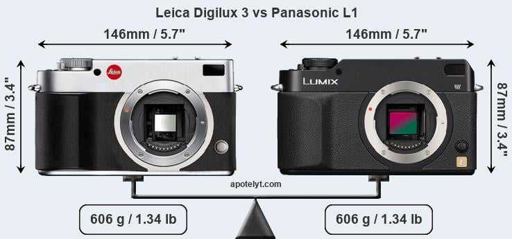 Size Leica Digilux 3 vs Panasonic L1