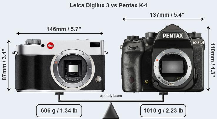 Size Leica Digilux 3 vs Pentax K-1