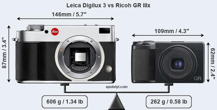 Size Leica Digilux 3 vs Ricoh GR IIIx
