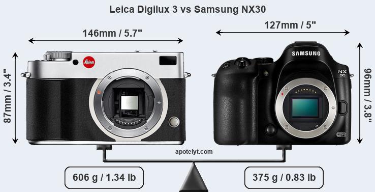 Size Leica Digilux 3 vs Samsung NX30