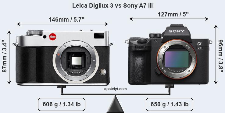 Size Leica Digilux 3 vs Sony A7 III