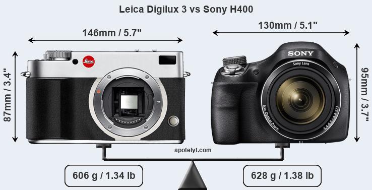 Size Leica Digilux 3 vs Sony H400