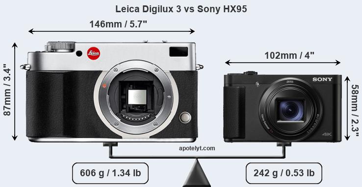 Size Leica Digilux 3 vs Sony HX95