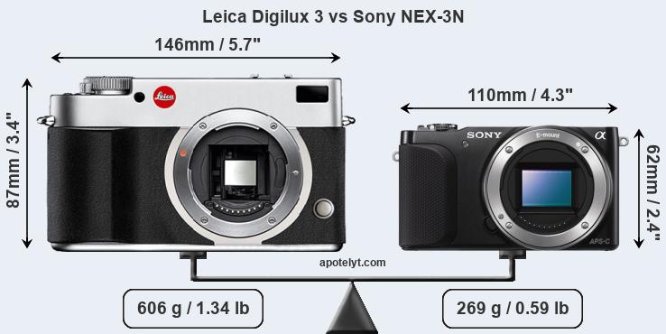 Size Leica Digilux 3 vs Sony NEX-3N