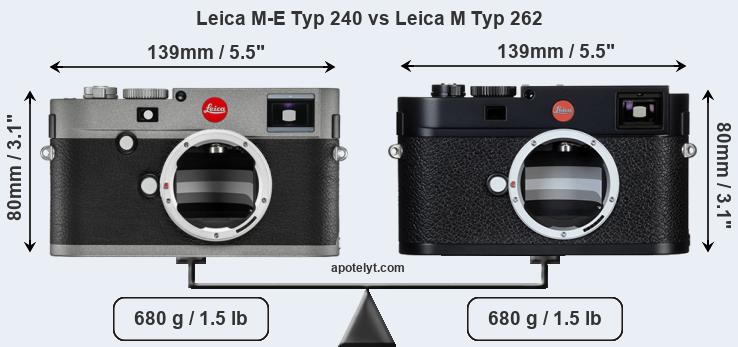 Size Leica M-E Typ 240 vs Leica M Typ 262