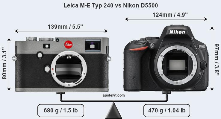 Size Leica M-E Typ 240 vs Nikon D5500