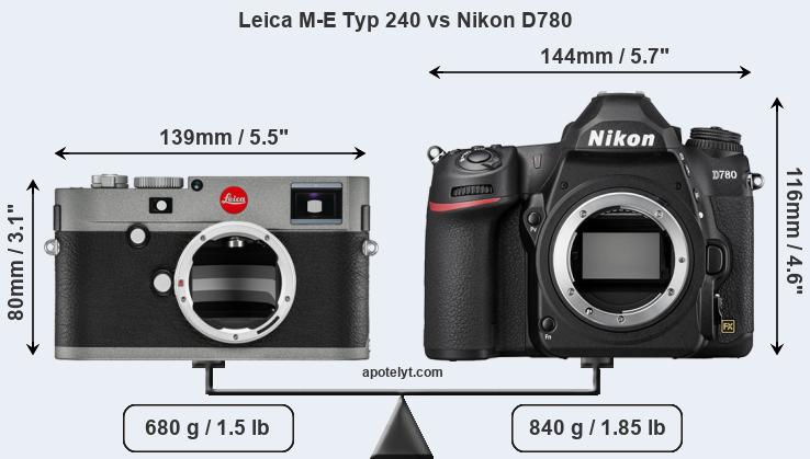 Size Leica M-E Typ 240 vs Nikon D780