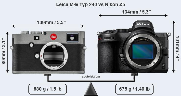 Size Leica M-E Typ 240 vs Nikon Z5