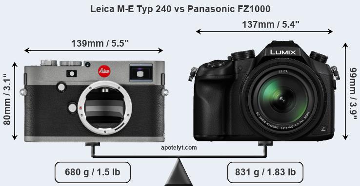 Size Leica M-E Typ 240 vs Panasonic FZ1000