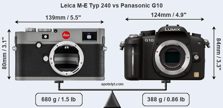Size Leica M-E Typ 240 vs Panasonic G10