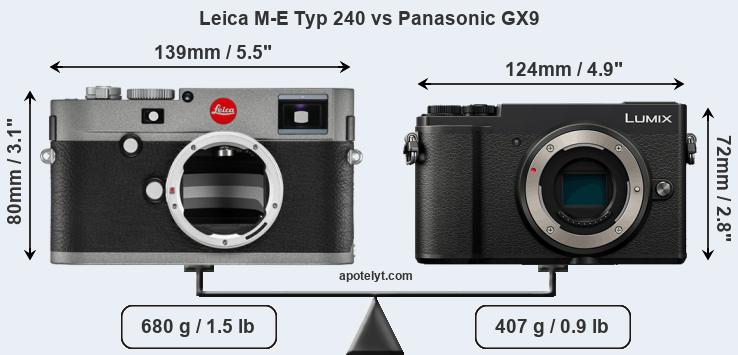 Size Leica M-E Typ 240 vs Panasonic GX9
