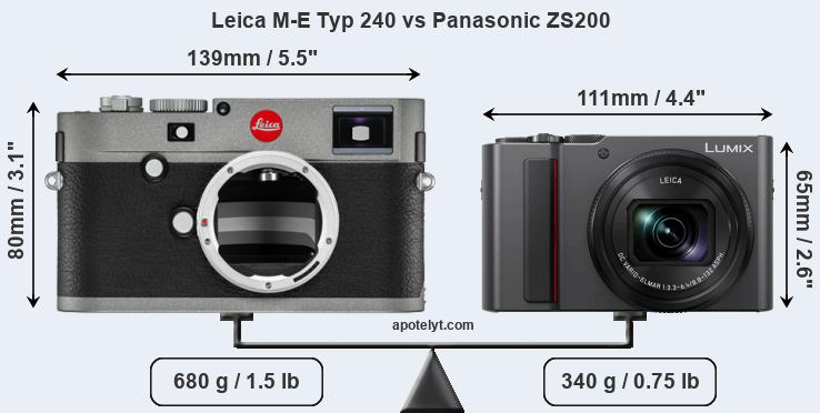 Size Leica M-E Typ 240 vs Panasonic ZS200