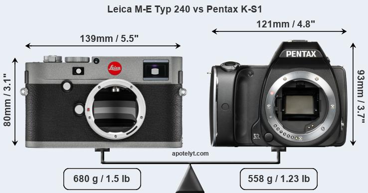 Size Leica M-E Typ 240 vs Pentax K-S1