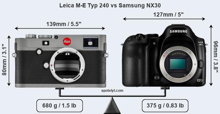 Size Leica M-E Typ 240 vs Samsung NX30